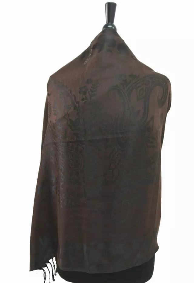E270 Pattern Pashmina — coffee