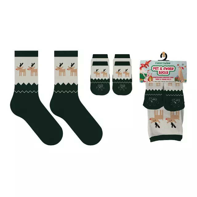 Christmas 2025 Matching Pet & Human Fun Socks - Reindeer Run