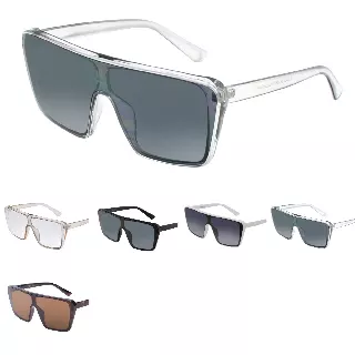 Modern Retro Square Shield Sunglasses with Flat Top Oversized Frames SK10632