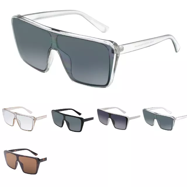 Modern Retro Square Shield Sunglasses with Flat Top Oversized Frames SK10632