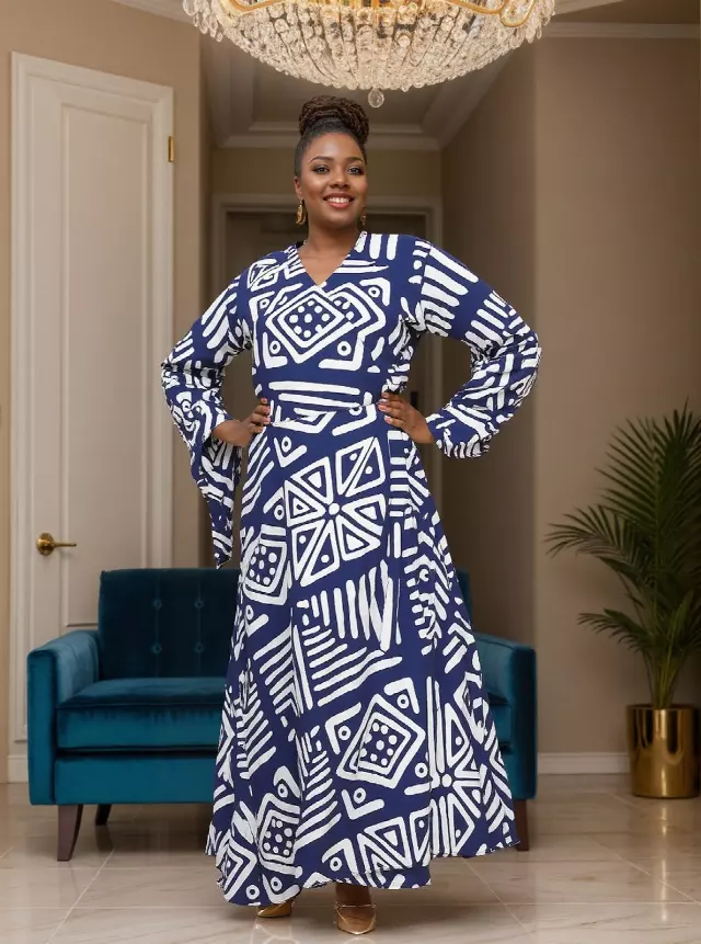 8001 - NEW PRINT ALERT!!! African Print Wrap Dress (3/pk) Free Size - $20.00 Each — Free Size / Print-633