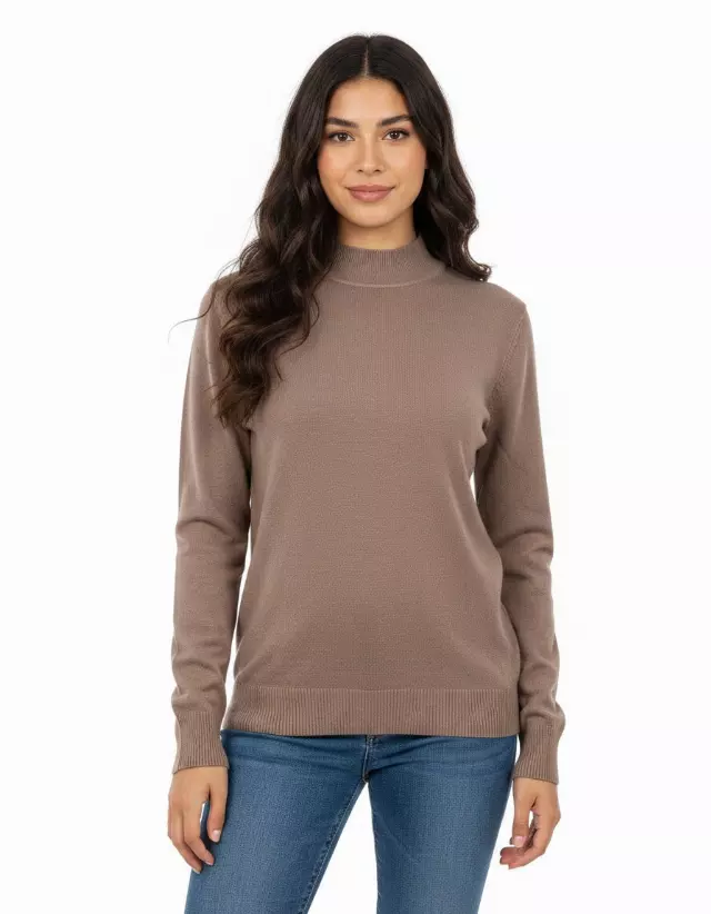 Mock Neck Sweater — Taupe / S/M-L/XL