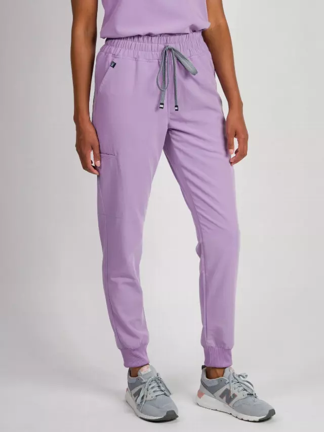 Madison | High-Waisted Jogger Scrub Pants — Lavender / M