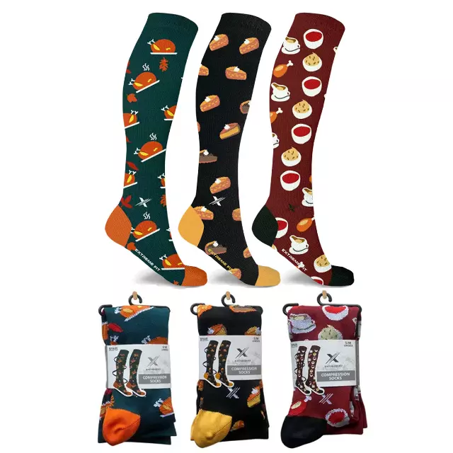 Holiday and Thanksgiving Pain Relief Socks - 3 ASST STYLES — Large/XL