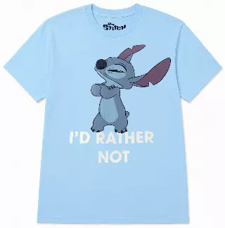 DISNEY LILO & STITCH ID RATHER NOT T-SHIRT BLUE