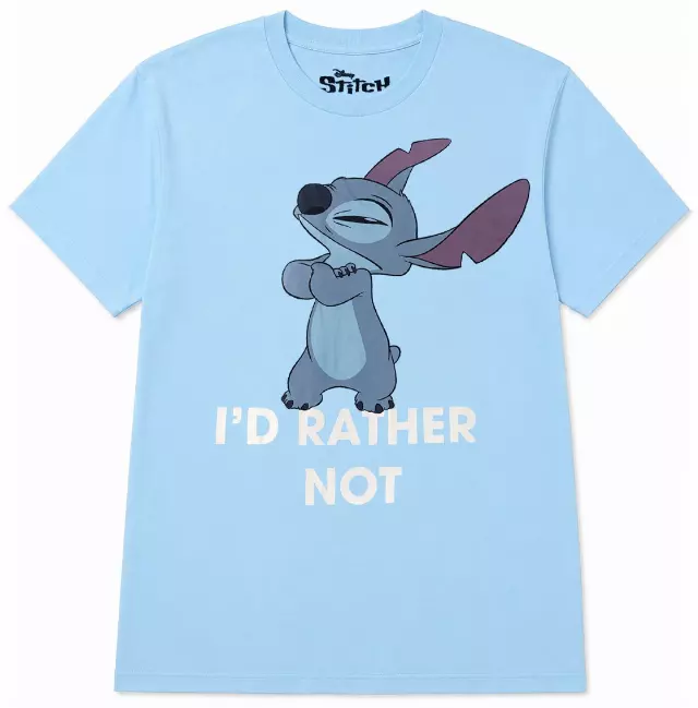 DISNEY LILO & STITCH ID RATHER NOT T-SHIRT BLUE