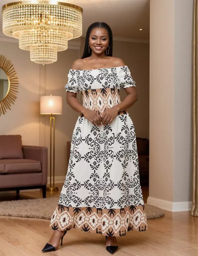 26005 - Women's Off-Shoulder Smoked Maxi Dress - $12 Each (3-Pcs Pre Pack)