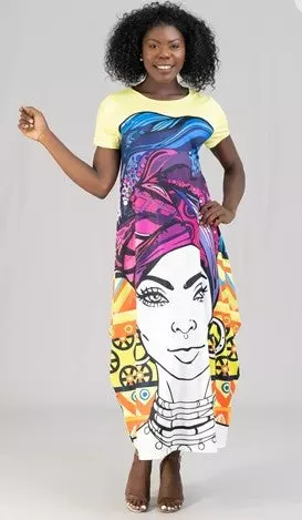 22041 ON SALE!!! Face Print Maxi Dress - One Size (3-PCS PRE-PACK) ($12.00 Each)