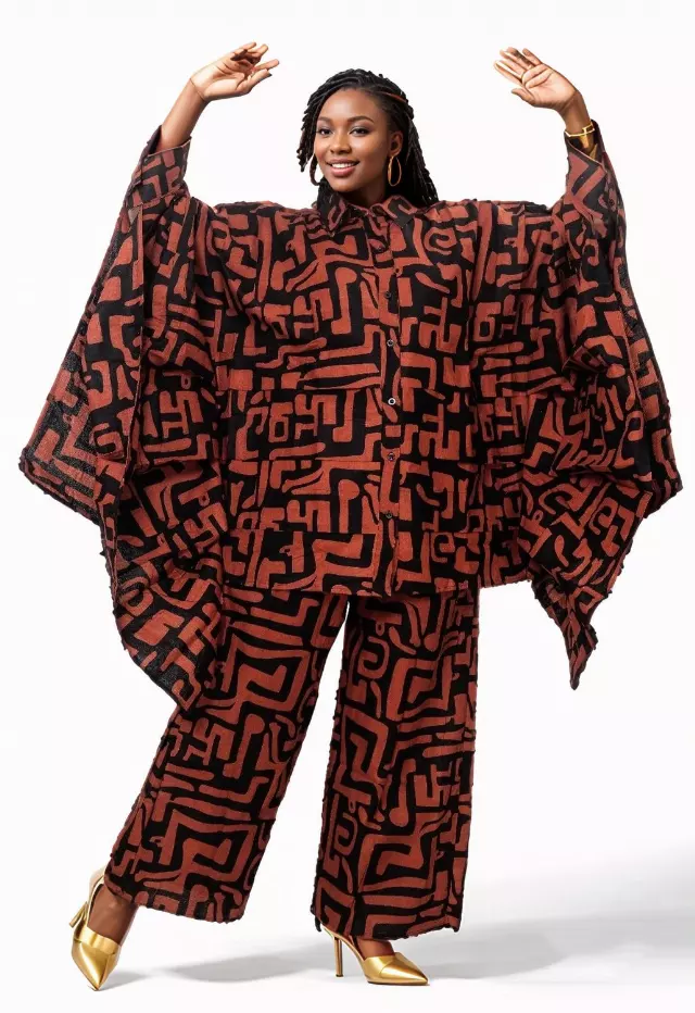 7895 Ankara Print 2pc Pant Set (Long Bat Sleeves) - $30.00 Each (3 pcs per pack) — Free Size / Print-618A