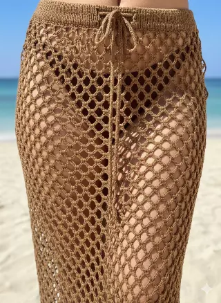 BC2202 Crochet Knit Maxi Skirt — Brown