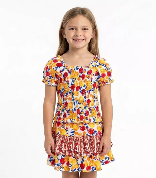 GIRLS PINK Smocked Top W Ruffle Mix Match Skirt Set- 2477204