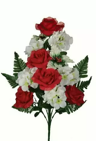 SBX2594ASST – 20” Mix one-sided bush Rose/Hydrangea/Holly x12 Assorted color-Min 12