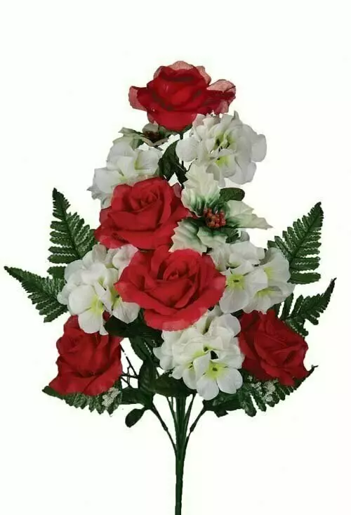 SBX2594ASST – 20” Mix one-sided bush Rose/Hydrangea/Holly x12 Assorted color-Min 12