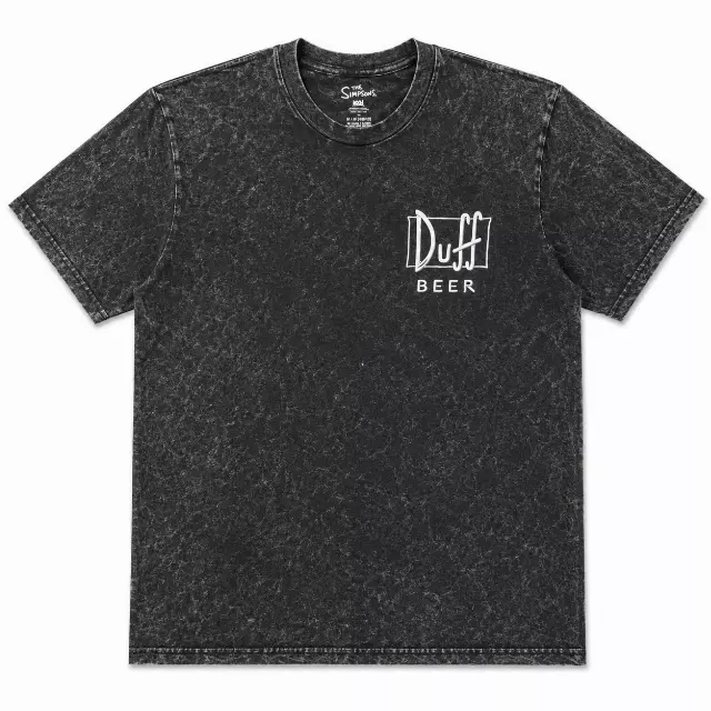THE SIMPSONS DUFF BEER T-SHIRT BLACK MINERAL WASH