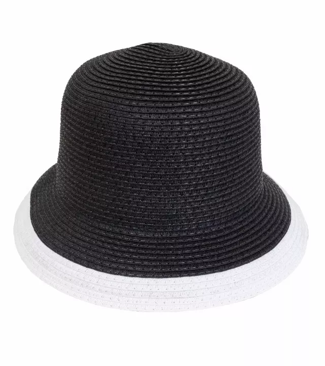 Magid Straw Color Block Bucket Sun Hat — BLACK/WHITE