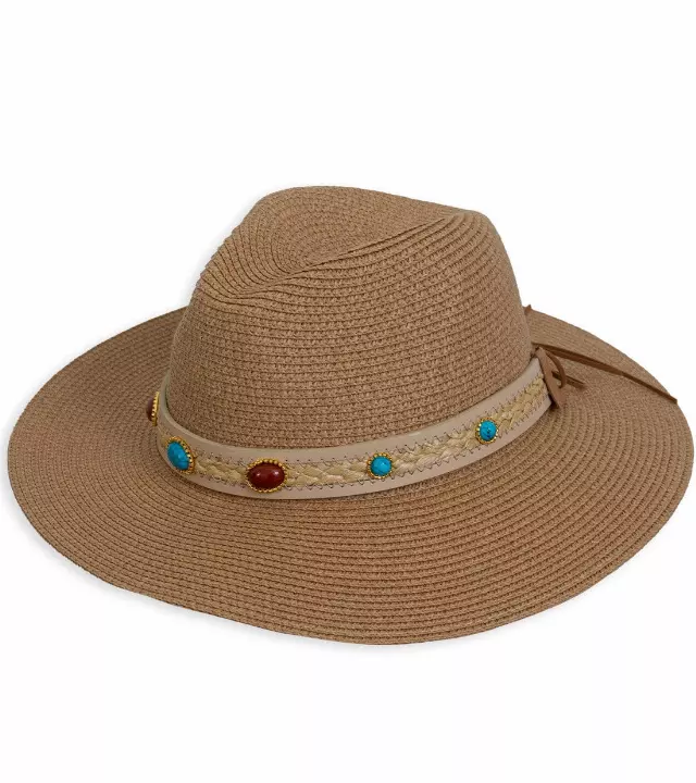 Magid Beaded & Braided Crown Straw Panama Hat — TOAST