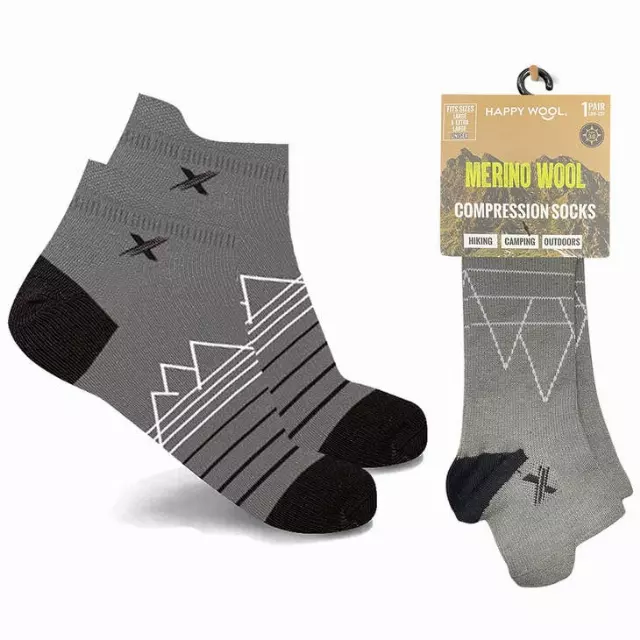 MERINO WOOL WARM ANKLE SOCKS — Charcoal / S/M (W 5-10, M 6-9)