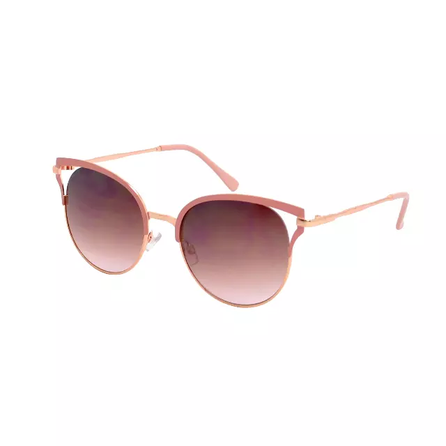 Women’s Retro Cat Eye Round Sunglasses with Cut-Out Temple Accents HJ10113