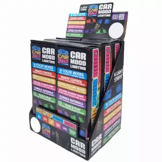 Car Mood Lighting with Remote Control - 6 Pieces Per Retail Ready Display 23307