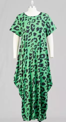 22016 Green Animal Print Maxi Dress - One Size (3-PCS PRE-PACK) ($20.00 Each)