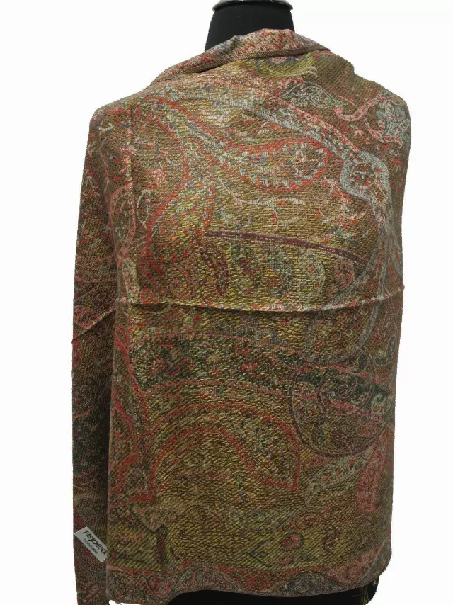 1022 Paisley Print Pashmina — Camel