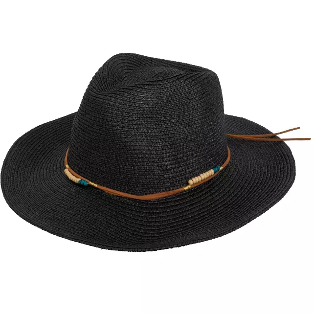 Magid Beaded Macrame Straw Cowboy Hat — BLACK
