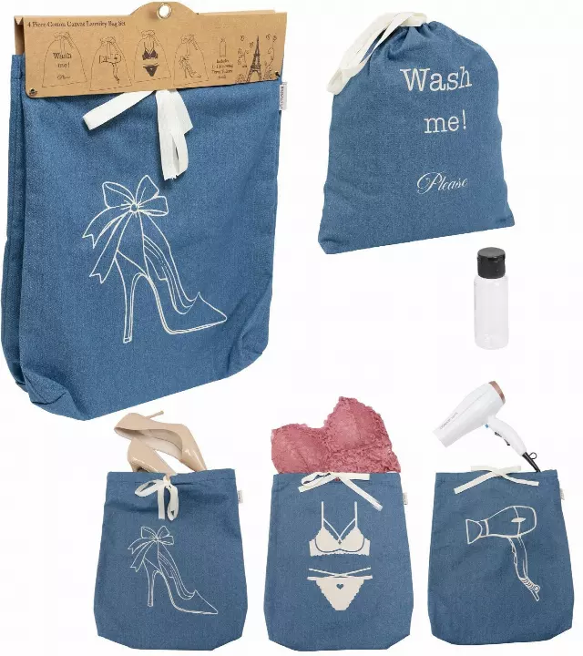 La L'Amour 8oz Cotton Canvas 4PC Laundry Bag Set — 136-DENIM