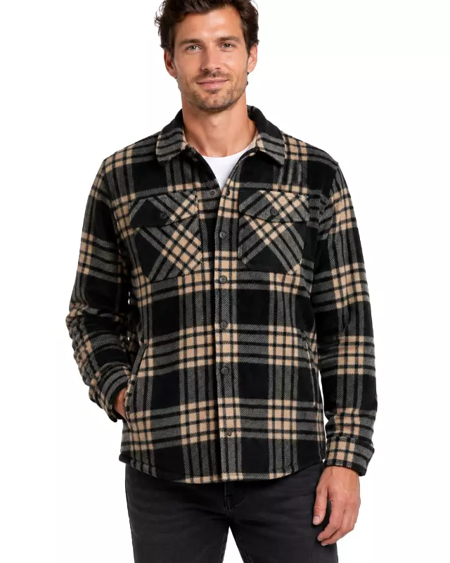 Men's Shacket with Sherpa Lining #634 — Cream / S-M-L-XL-2X