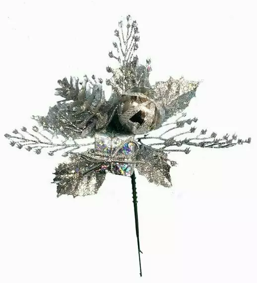 XP1003SILVER – Silver Ball/Cone/package/holly glitter pick “dz Min 1 dz Case pack 48 dz
