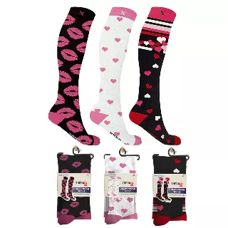 Heart & Kisses Compression Socks - 3 ASST STYLES — Peco / Small/Medium