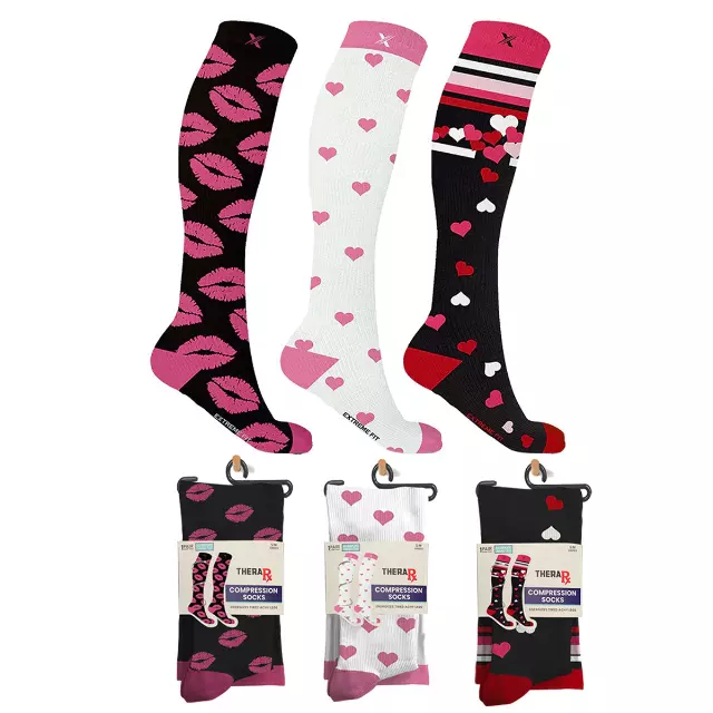 Heart & Kisses Compression Socks - 3 ASST STYLES — Peco / Small/Medium