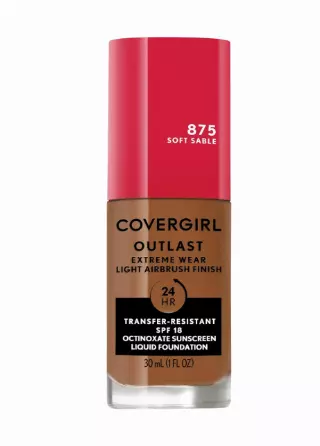 Covergirl Outlast Extreme Wear 3-in-1 Full Coverage Liquid Foundation, SPF 18 Sunscreen, Soft Sable, 1 Fl. Oz.