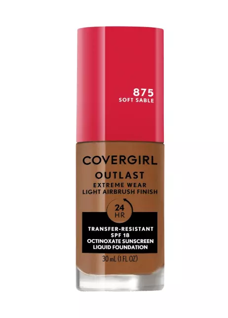 Covergirl Outlast Extreme Wear 3-in-1 Full Coverage Liquid Foundation, SPF 18 Sunscreen, Soft Sable, 1 Fl. Oz.