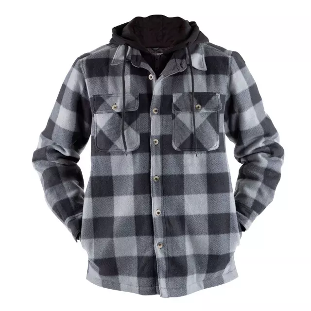 Men’s Berber Lined Plaid Jacket - Style #MFJ170 -$15.50/Unit - 12 PCS/CS - PLEASE SEE DESCRIPTION — Grey Plaid