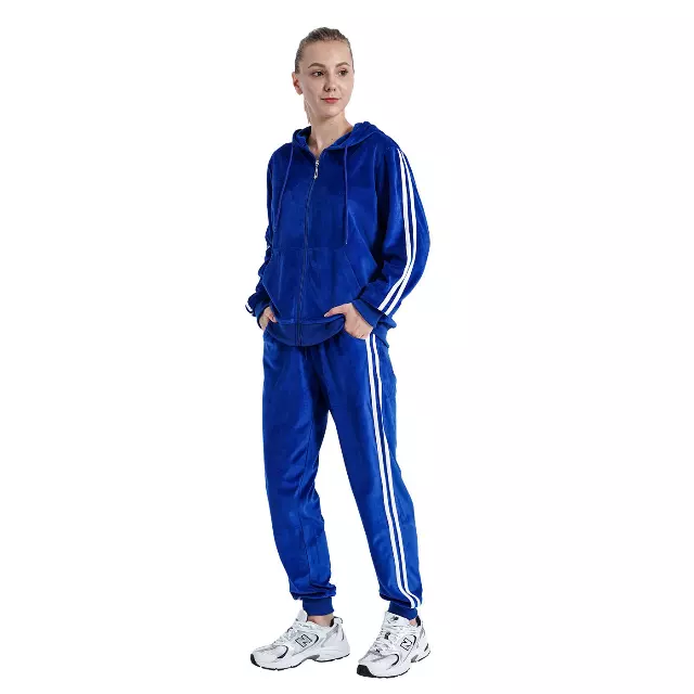 Women's Velvet Hooded Sweatshirt and Sweatpants Set- Style #LJS201- $15.00/ Unit - PLEASE SEE DESCRIPTION — Royal Blue
