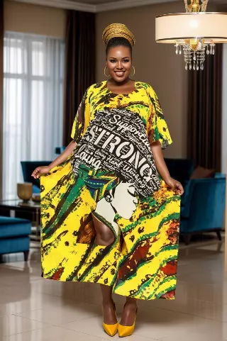 PNA-1376 Women's Strong Long Kaftan Dress - One Size (6-PCS PRE-PACK) - $7 Each — One Size (4-24) / Print-1376C
