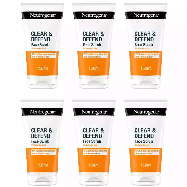 Neutrogena Clear & Defend 150ml Face Scrub Pack - Wholesale 6 Units (NEUTROGENA 2505)