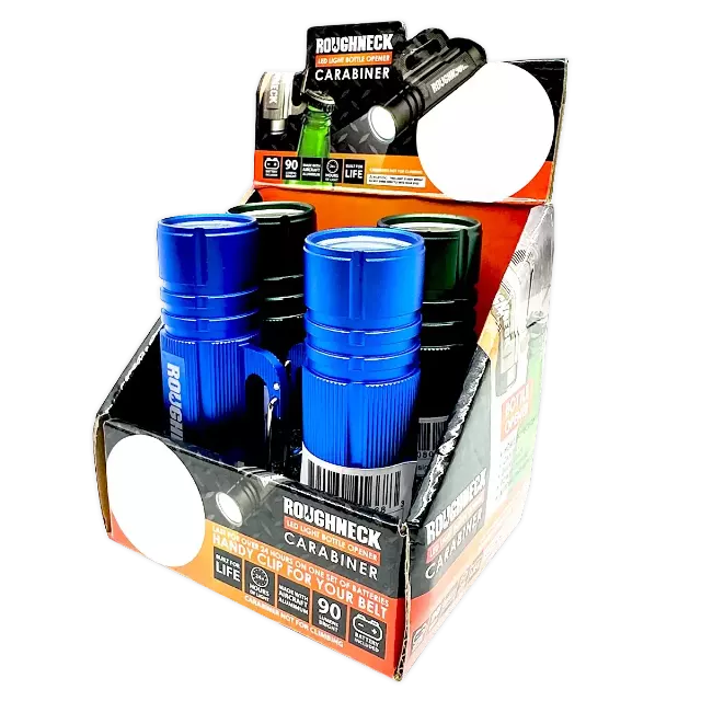 LED Flashlight with Carabiner - 4 Pieces Per Retail Ready Display 41668