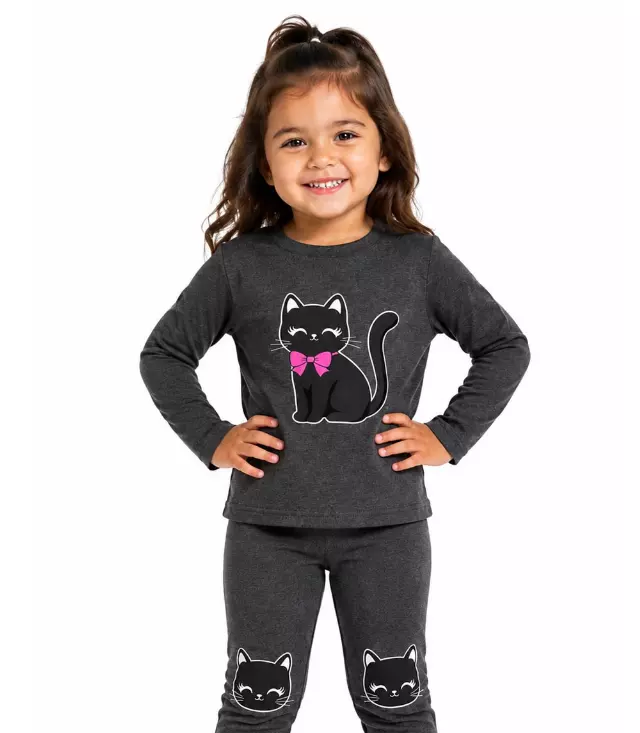 GIRLS PINK Cat Applique on Chest and Knee Hits Jogset - 8717502