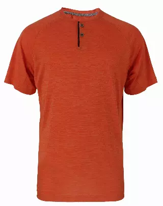 Men's Performance Henley Shirt w/ Mélange - Style #LHT9- $7.50 /Unit MINIMUM 24 PCS - PLEASE SEE DESCRIPTION - S-2XL — Orange