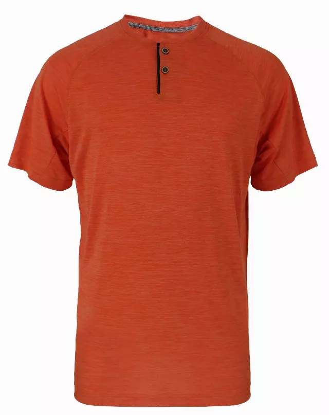 Men's Performance Henley Shirt w/ Mélange - Style #LHT9- $7.50 /Unit MINIMUM 24 PCS - PLEASE SEE DESCRIPTION - S-2XL — Orange