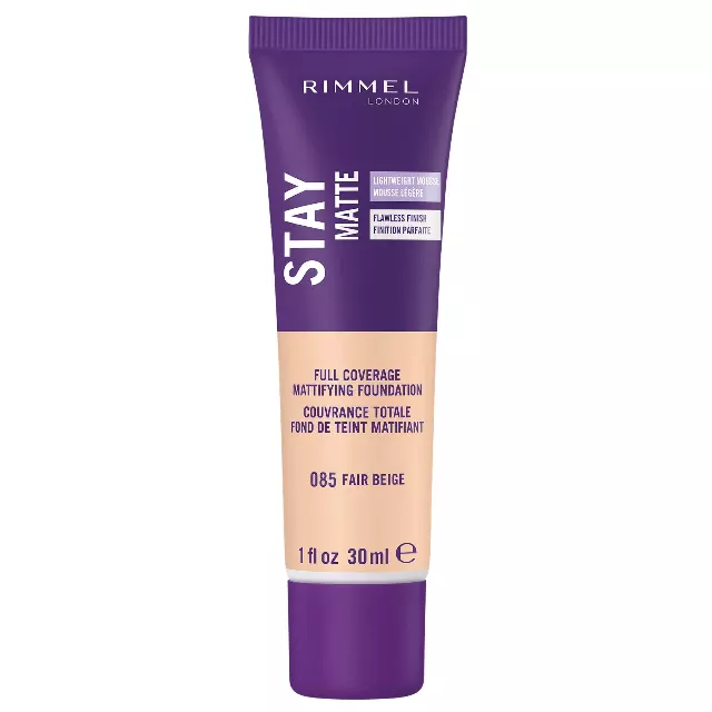 Rimmel London Stay Matte Liquid Mousse – 085 Fair Beige – Foundation, Lightweight, Shine Control, Oil-Free, 1oz