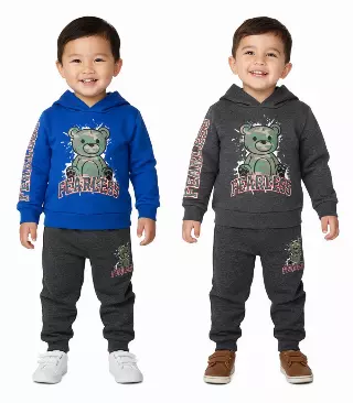 S1OPE Teddy Bear Fearless Screen Print Hoodie & Jogger Set – 8148602