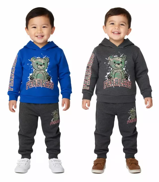 S1OPE Teddy Bear Fearless Screen Print Hoodie & Jogger Set – 8148602