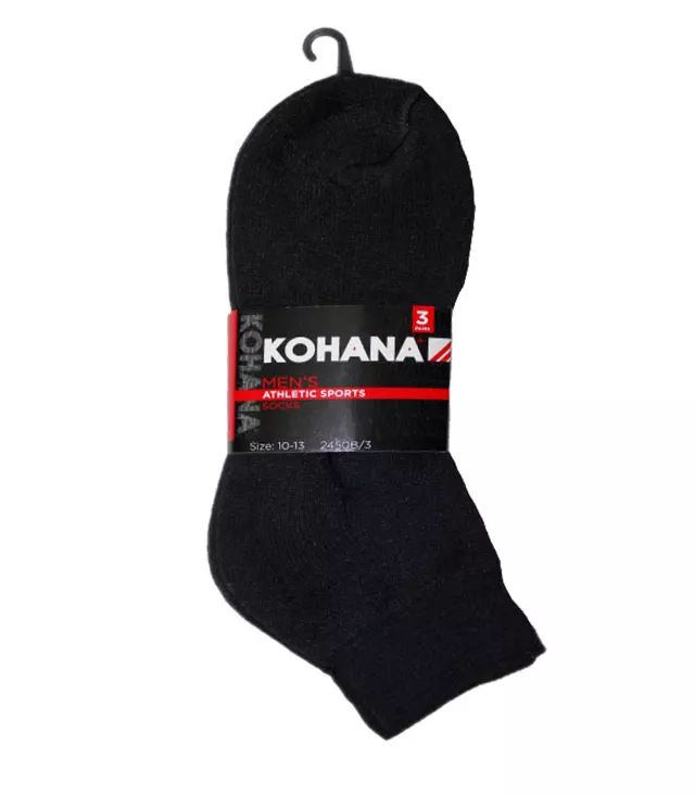 Socks - 10-13 Black Ankle Sport Socks - 2450B-3