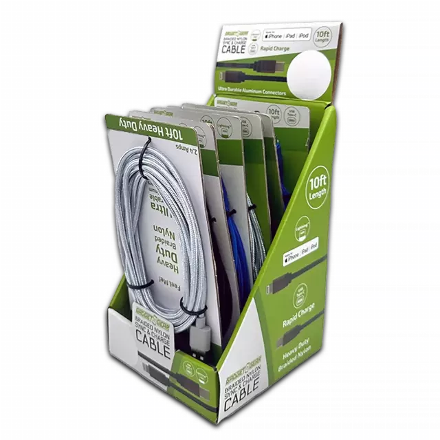 Charging Cable USB to Lightning 10FT 2.4 Amp - 6 Pieces Per Retail Ready Display 23827
