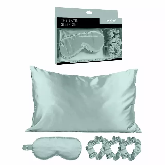 Satin Self Care Sleep Set — Mint