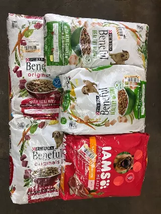 Dog food pallet · 56 cases · sealed, fresh