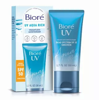 Biore UV Aqua Rich Moisturizer SPF 50 Facial Sunscreen, 1.7 fl oz