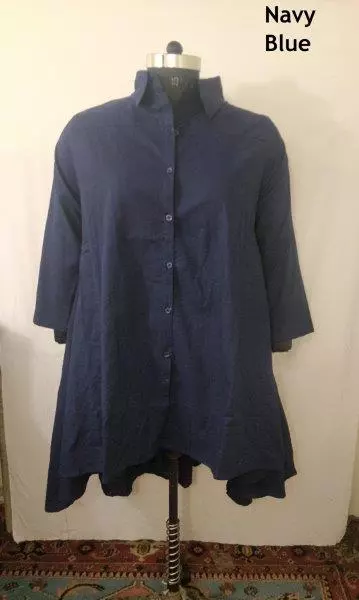 7042S - Solid Color Button Down Shirt (3/pk) - $25.00 Each — One Size / Navy Blue